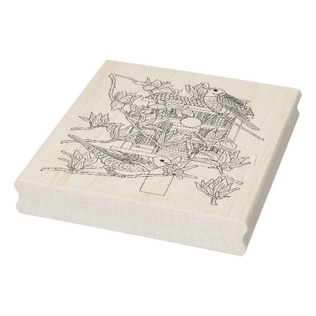 Robins and Magnolia Rubber Stamp (Stamp)