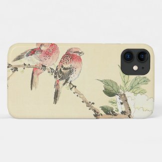 Robins and Peony japanese vintage flower birds art Case-Mate iPhone Case