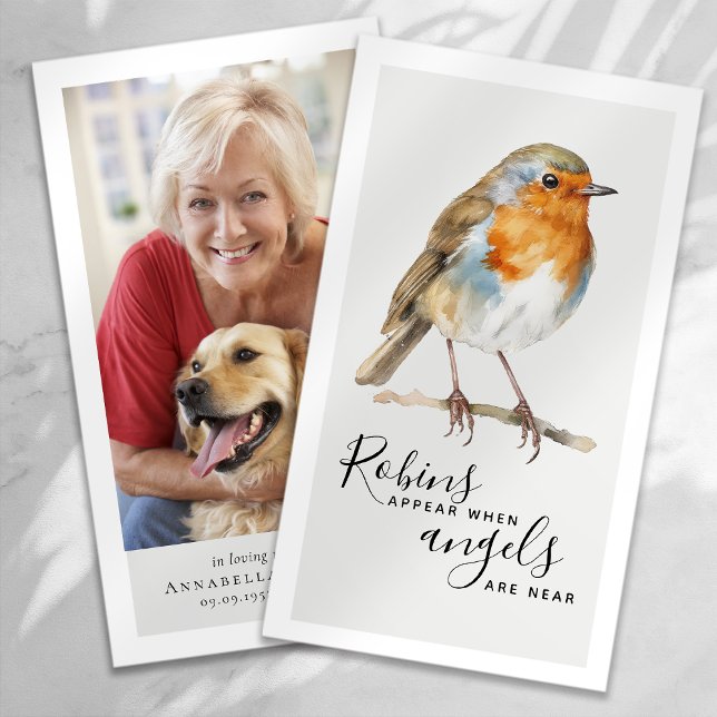 Robins Appear Angels Near Memorial Card (Creator Uploaded)