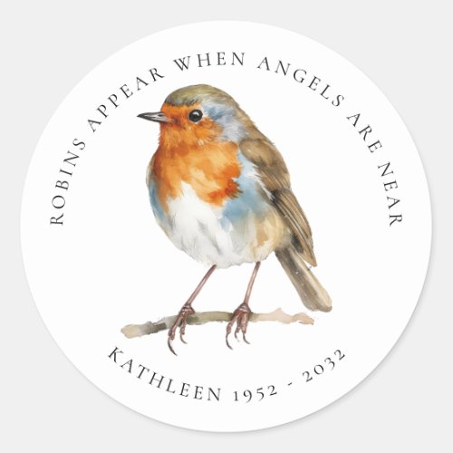 Robins Appear When Angels Are Near Classic Round Sticker