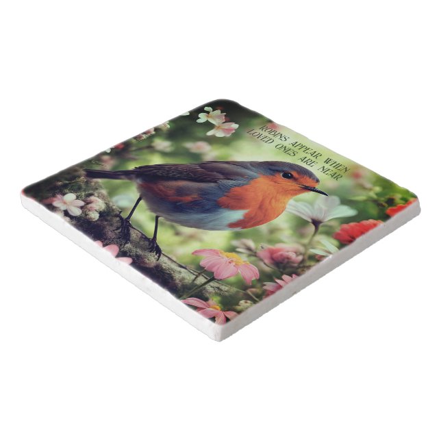 Robins Appear When Loved Ones Are Near Marble Trivet (Corner)