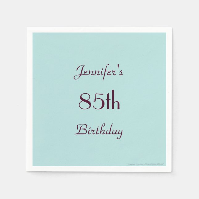 Robins Egg Blue 85th Birthday Party, Name, Paper Napkins (Front)