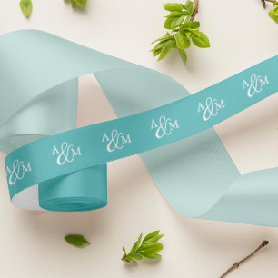 Robin's Egg Blue Ampersand Monogram Satin Ribbon