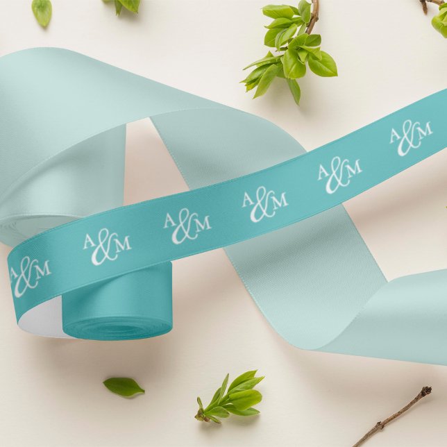 Robin's Egg Blue Ampersand Monogram Satin Ribbon (Creator Uploaded)