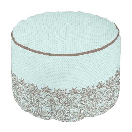 Robins Egg Blue and Brown Pouf Seat