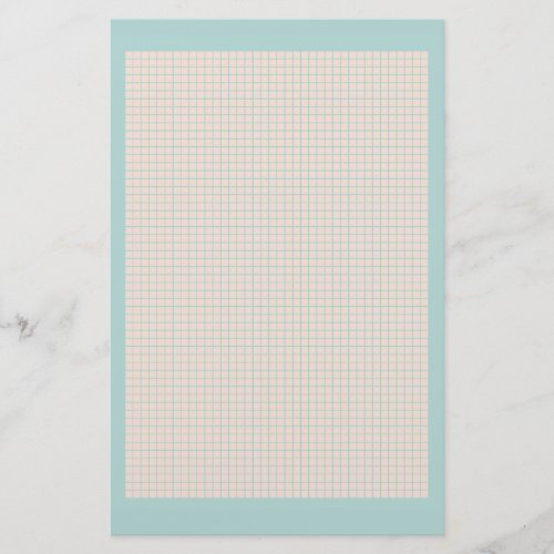 Robins egg blue and pink grid stationery