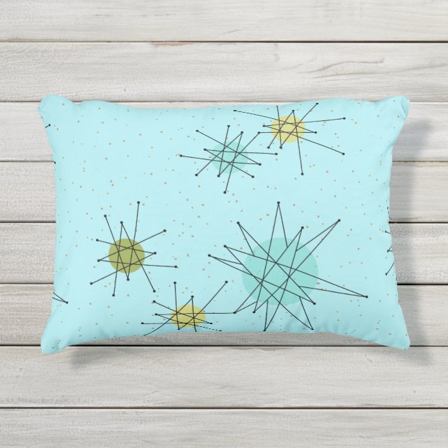 Robin's Egg Blue Atomic Starbursts Accent Pillow (Front)