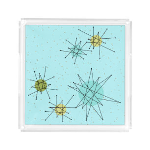 Robin's Egg Blue Atomic Starbursts Acrylic Tray