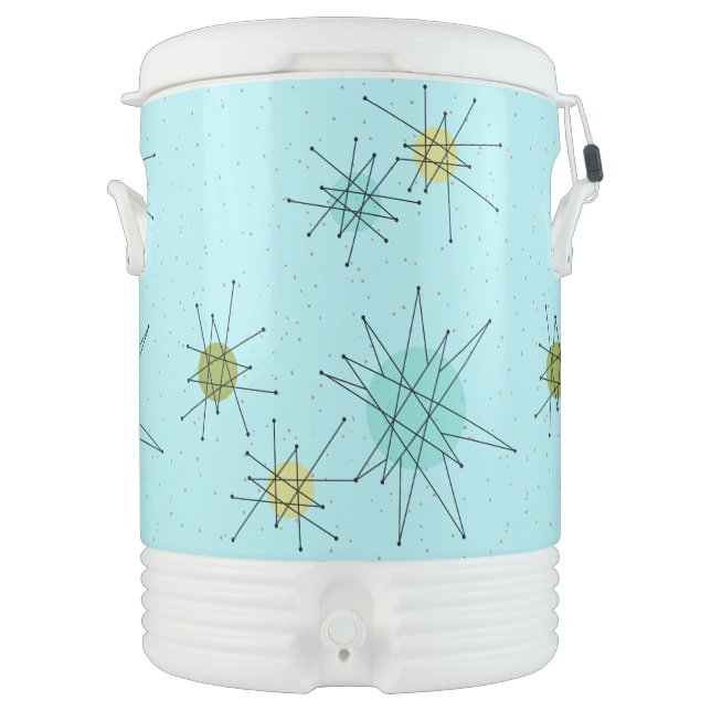 Robin's Egg Blue Atomic Starbursts Beverage Cooler (Front)