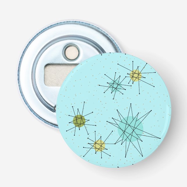 Robin's Egg Blue Atomic Starbursts Bottle Opener (Front)