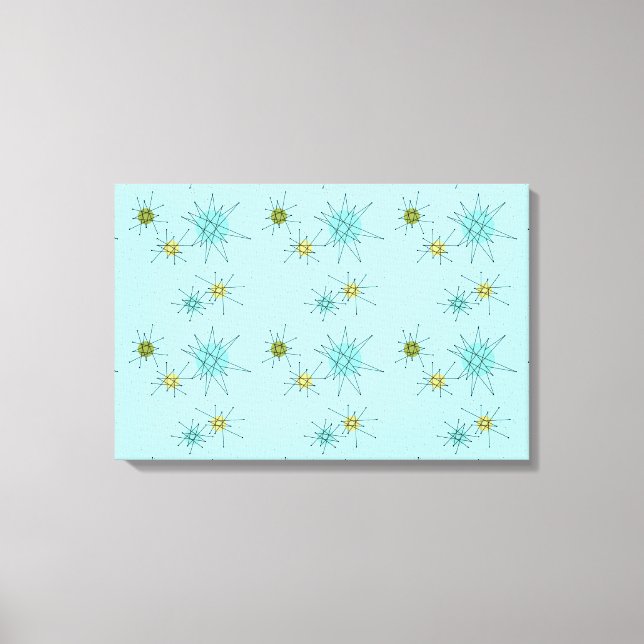 Robin's Egg Blue Atomic Starbursts Canvas Print (Front)