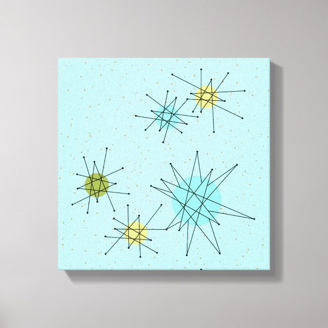 Robin's Egg Blue Atomic Starbursts Canvas Print (Front)