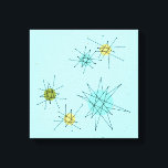 Robin's Egg Blue Atomic Starbursts Canvas Print<br><div class="desc">This Robin’s Egg Blue Iconic Atomic Starbursts Stretched Canvas Print pattern features iconic atomic starbursts. That’s right! The old school, robin’s egg blue colored background with gold speckles is the perfect backdrop for the vibrant turquoise, soothing celery, and kitschy pear green colored circles. The spots of color are sporadically placed...</div>