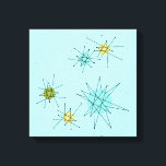 Robin's Egg Blue Atomic Starbursts Canvas Print<br><div class="desc">This Robin’s Egg Blue Iconic Atomic Starbursts Stretched Canvas Print pattern features iconic atomic starbursts. That’s right! The old school, robin’s egg blue colored background with gold speckles is the perfect backdrop for the vibrant turquoise, soothing celery, and kitschy pear green colored circles. The spots of color are sporadically placed...</div>