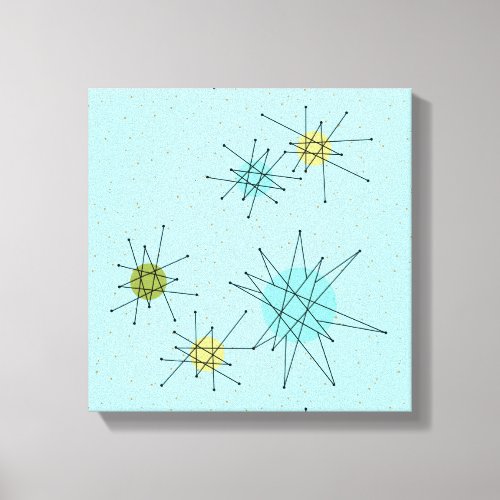 Robins Egg Blue Atomic Starbursts Canvas Print