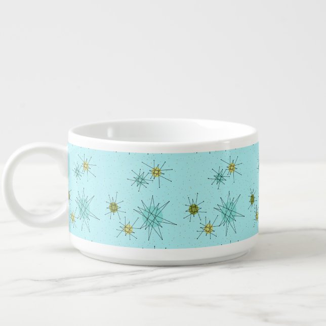 Robin's Egg Blue Atomic Starbursts Chili Bowl (Right)