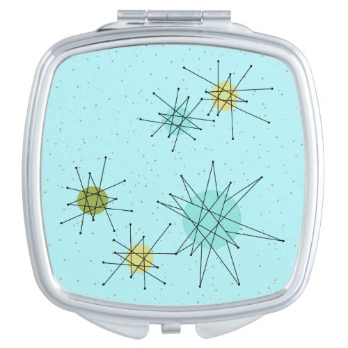 Robins Egg Blue Atomic Starbursts Compact Mirror