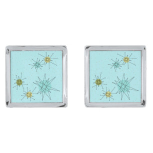 Robin's Egg Blue Atomic Starbursts Cufflinks