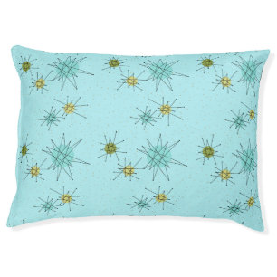 Robin's Egg Blue Atomic Starbursts Dog Bed
