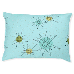 Robin's Egg Blue Atomic Starbursts Dog Bed