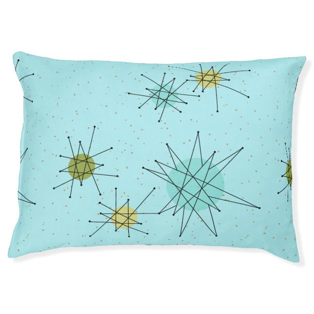 Robin's Egg Blue Atomic Starbursts Dog Bed (Front)