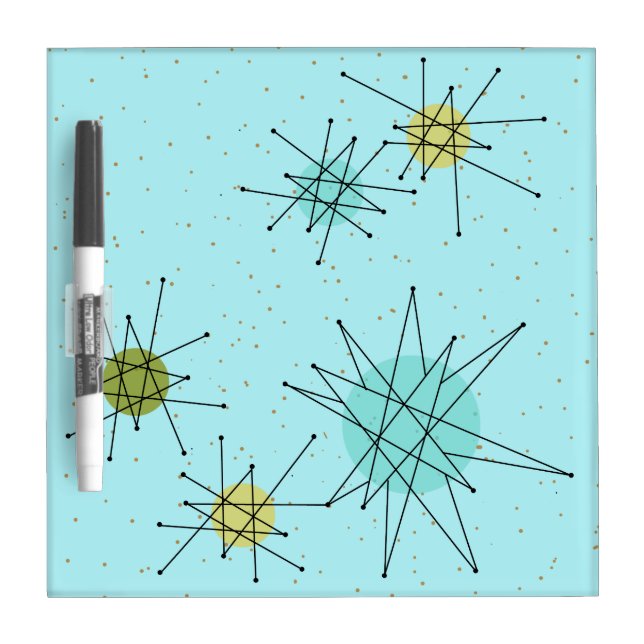 Robin's Egg Blue Atomic Starbursts Dry Erase Board (Front)