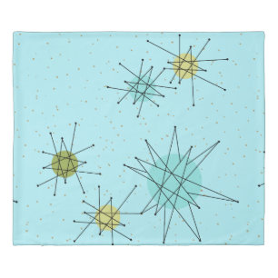 Robin's Egg Blue Atomic Starbursts Duvet Cover