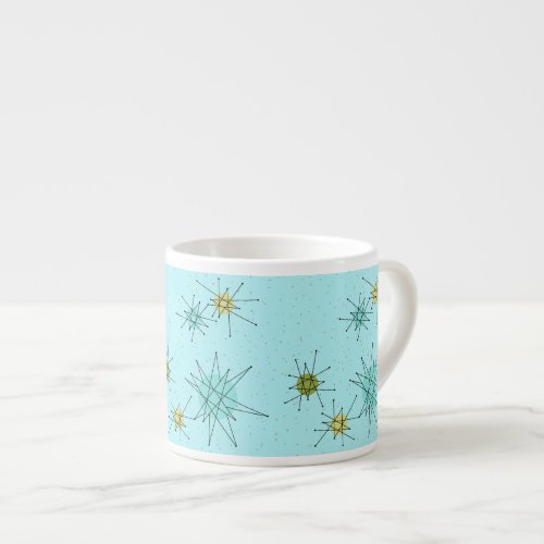 Robins Egg Blue Atomic Starbursts Espresso Mug