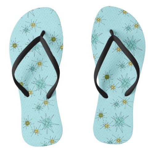 Robins Egg Blue Atomic Starbursts Flip Flops