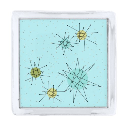 Robins Egg Blue Atomic Starbursts Lapel Pin