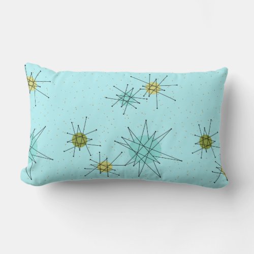 Robins Egg Blue Atomic Starbursts Lumbar Pillow