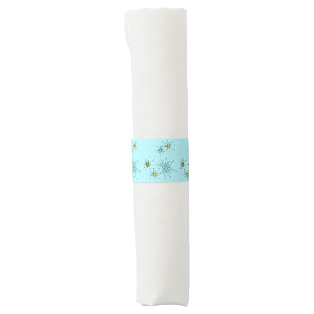 Robin's Egg Blue Atomic Starbursts Napkin Bands (Front)