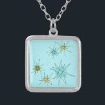 Robin's Egg Blue Atomic Starbursts  Necklace<br><div class="desc">This Robin’s Egg Blue Iconic Atomic Starbursts Necklace pattern features iconic atomic starbursts. That’s right! The old school, robin’s egg blue colored background with gold speckles is the perfect backdrop for the vibrant turquoise, soothing celery, and kitschy pear green colored circles. The spots of color are sporadically placed in various...</div>