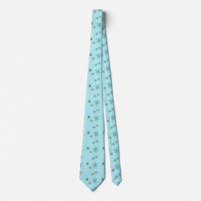 Robin's Egg Blue Atomic Starbursts Necktie (Front)
