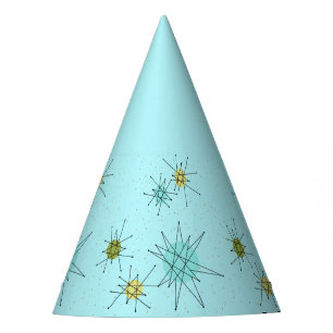 Robin's Egg Blue Atomic Starbursts Party Hat