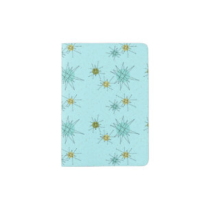 Robin's Egg Blue Atomic Starbursts Passport Holder