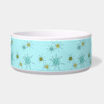 Robin's Egg Blue Atomic Starbursts Pet Bowl<br><div class="desc">This Robin’s Egg Blue Iconic Atomic Starbursts Ceramic Pet Bowl pattern features iconic atomic starbursts. That’s right! The old school, robin’s egg blue colored background with gold speckles is the perfect backdrop for the vibrant turquoise, soothing celery, and kitschy pear green colored circles. The spots of color are sporadically placed...</div>