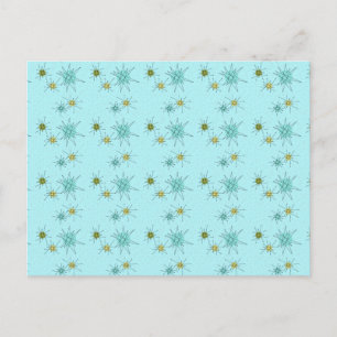 Robin's Egg Blue Atomic Starbursts Postcard