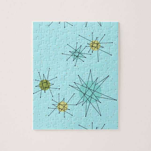 Robin's Egg Blue Atomic Starbursts Puzzle (Vertical)