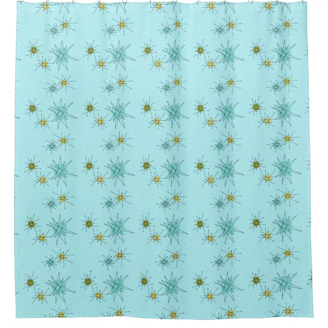 Robin's Egg Blue Atomic Starbursts Shower Curtain Zazzle