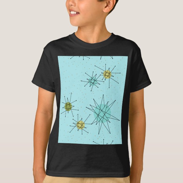 Robin's Egg Blue Atomic Starbursts T-Shirt (Front)