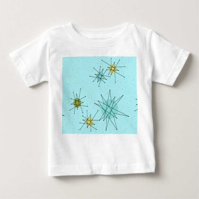 Robin's Egg Blue Atomic Starbursts T-Shirt (Front)