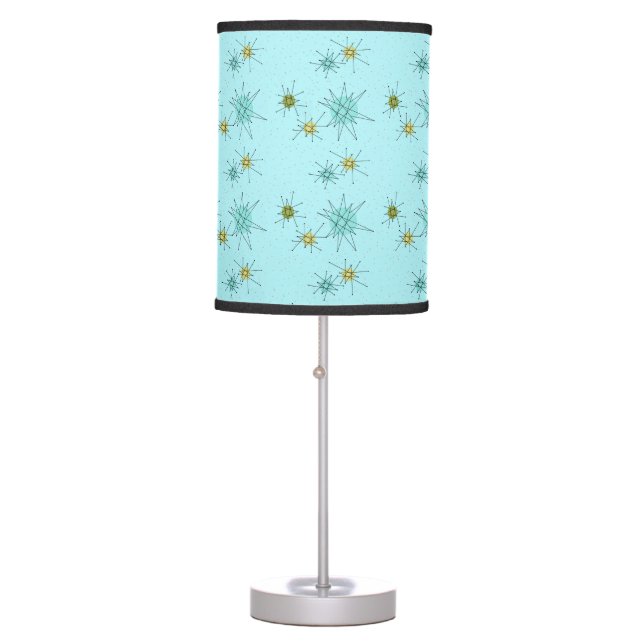 Robin's Egg Blue Atomic Starbursts Table Lamp (Front)
