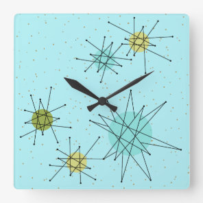 Robin's Egg Blue Atomic Starbursts Wall Clock