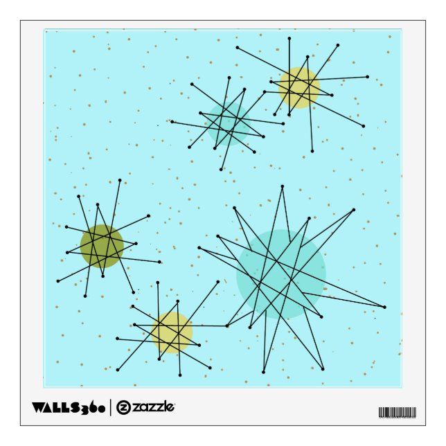 Robin's Egg Blue  Atomic Starbursts Wall Decal (Front)