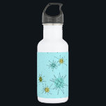 Robin's Egg Blue Atomic Starbursts Water Bottle<br><div class="desc">This Robin’s Egg Blue Iconic Atomic Starbursts Water Bottle pattern features iconic atomic starbursts. That’s right! The old school, robin’s egg blue colored background with gold speckles is the perfect backdrop for the vibrant turquoise, soothing celery, and kitschy pear green colored circles. The spots of color are sporadically placed in...</div>