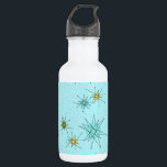 Robin's Egg Blue Atomic Starbursts Water Bottle<br><div class="desc">This Robin’s Egg Blue Iconic Atomic Starbursts Water Bottle pattern features iconic atomic starbursts. That’s right! The old school, robin’s egg blue colored background with gold speckles is the perfect backdrop for the vibrant turquoise, soothing celery, and kitschy pear green colored circles. The spots of color are sporadically placed in...</div>