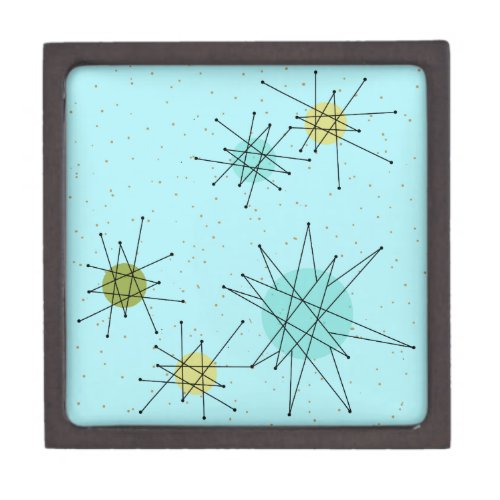 Robins Egg Blue Atomic Starbursts Wooden Gift Box