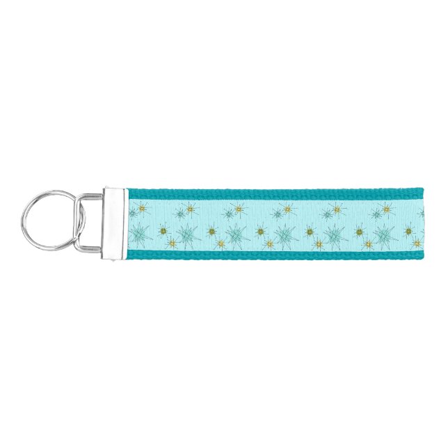Robin's Egg Blue Atomic Starbursts Wrist Keychain (Keys on Left)