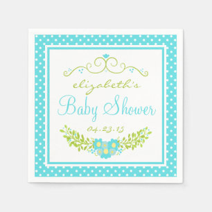 Robins Egg Blue Baby Shower- Floral Paper Napkins